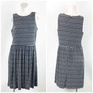 LOFT Medium Womens Black White Print Sleeveless Knit A-line Midi Dress